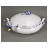 Italian ceramic tureen with matching ladle
