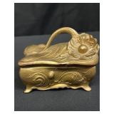 Vintage Art Nouveau-style gilt metal trinket box
