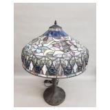 Tiffany style metal table lamp with stain glass