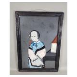 Antique framed Chinese reverse painting on glass