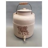 Vintage glazed stoneware crock beverage dispenser