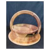 Vintage hand carved wood collapsible bowl