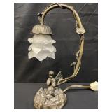 Vintage cast metal bronze-tone fairy lamp