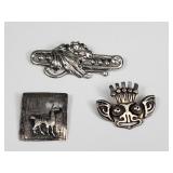 Sterling silver brooches ï¿½ Danecraft, Peru, and