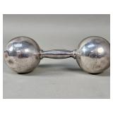 Italian sterling silver dumbbell baby rattle