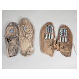 2 pairs of Native American beaded leather