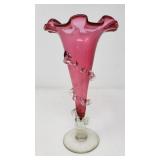 Antique hand-blown glass trumpet vase
