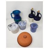 Ceramic pitcher, canisters, wine jugs