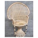 Vintage Peacock fan back rattan and wood child
