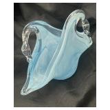 Murano swan stretched basket art glass holder
