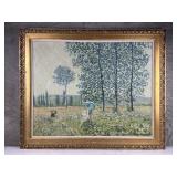 Mid-century acrylic serigraph of Claude Monet