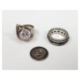 Sterling silver modernist ring with crystal