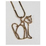 14k gold cat pendant on 585 Italian chain