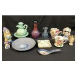 Group of vintage porcelain and glass decorative