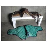 Vintage tooled leather saddle with carry bag