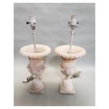 Pair of alabaster urn-form table lamps