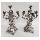 Pair of antique brass candelabras