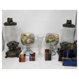 Large hand painted glass stemware,