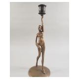 Signed art deco bronze nude candlestick