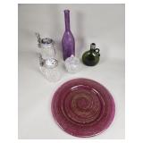 Group of vintage glass decanters, beer steins