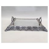 Antique pewter mirrored perfume tray