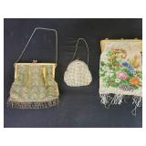 Three Victorian-style beaded handbags