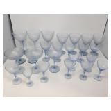 Group of blue glass stemware