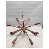 Mid-century Modern brass and walnut hanging l