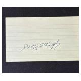 Casey Stengel signed index card