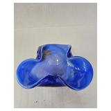 Vintage Murano blue glass bowl, unmarked