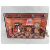 Vintage folk art shadow box diorama light fixture