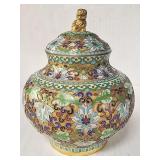Chinese cloisonne lidded ginger jar