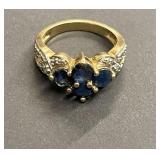 Sterling blue sapphire cubic zirconia ring