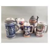 Group of vintage beer steins