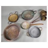 Group of vintage copper & brass pots and