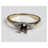 13k gold ring with 2 small diamonds, no center