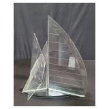 Signed acrylic sailboat sculpture