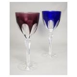 Pair of Bohemian cut glass goblets