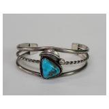 Silver and turquoise Navajo-style bracelet