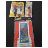 Lot of 3 super hero collectibles 2 toys and banner