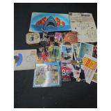 Lot of assorted collectibles cards, bank, coins