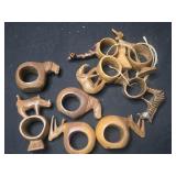 Hand carved wood african animal napkin ring