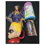 Lot of 2 character cups and doll and toy