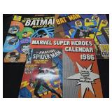Lot of 4 super hero LP vinyls and calandar