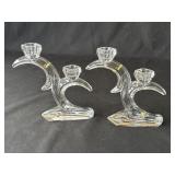 Pair of crystal candleholders