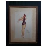 Signed George Petty 'Petty Girl' pinup print