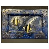 Vintage nautical hand-painted fused glass tray