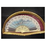 Vintage shadowbox framed ornate fan wall art