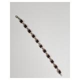 Vintage sterling silver and garnet link bracelet