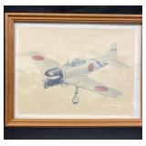 Framed Mitsubishi A6M2 Zero fighter aircraft